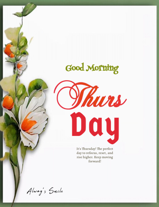 White Maximalist Good Morning Thursday Flyer (us Letter) Pamflet (VSA Brief) template