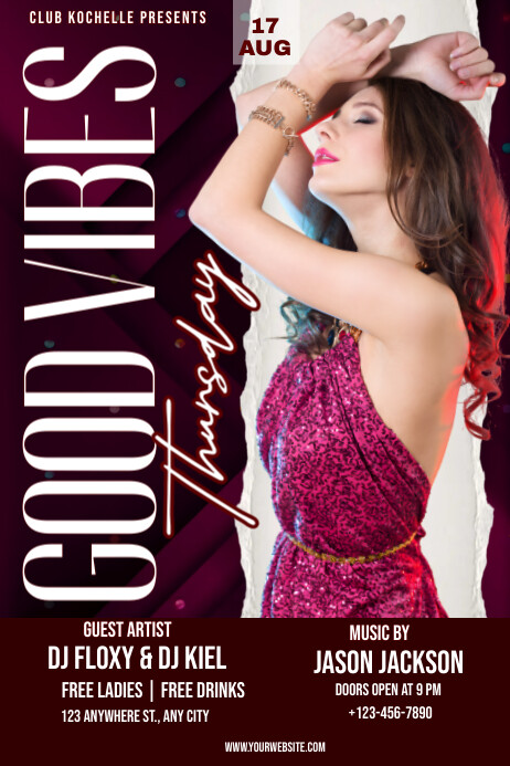 White Maximalist Good Vibes Thursday  Poster template