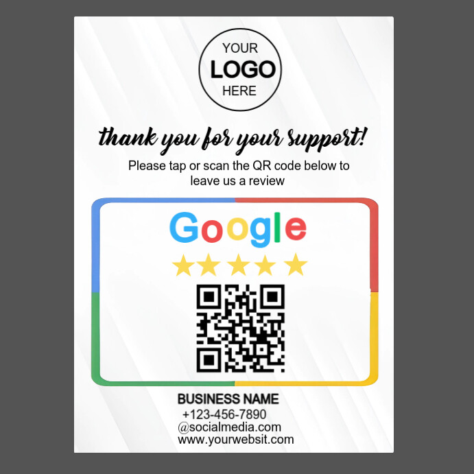 White Maximalist Google 5 Star Review  Square (1:1) template