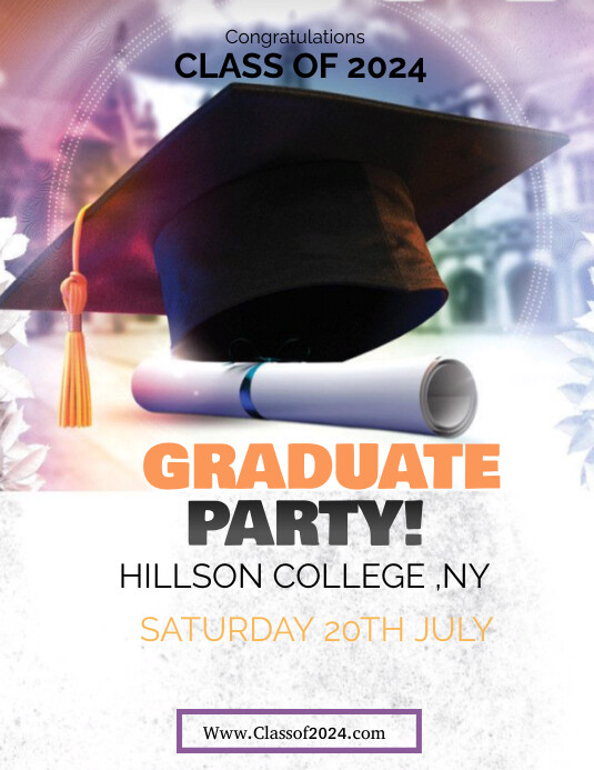 White Maximalist Graduate Party Flyer (us Let Template | PosterMyWall