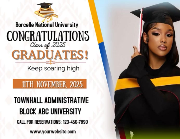 White Maximalist Graduation Ceremony Announcement/invitation Template ...
