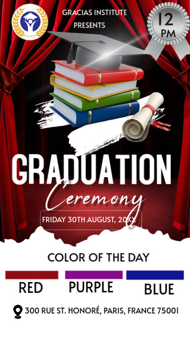 White Maximalist Graduation Ceremony Instagram Story Template ...