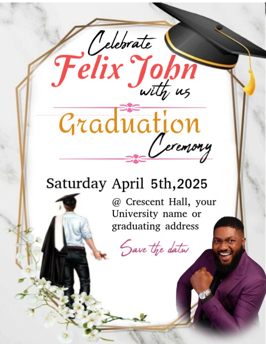 White Maximalist Graduation Ceremony Invitation Template Flyer (us ...