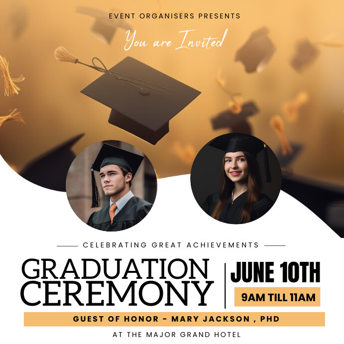 White Maximalist Graduation Ceremony Invite I Template | PosterMyWall