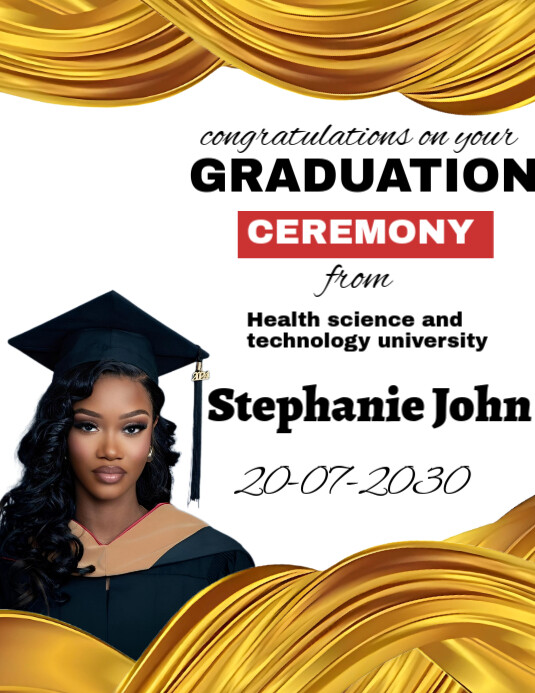 White Maximalist Graduation Ceremony Template Flyer (us Letter ...