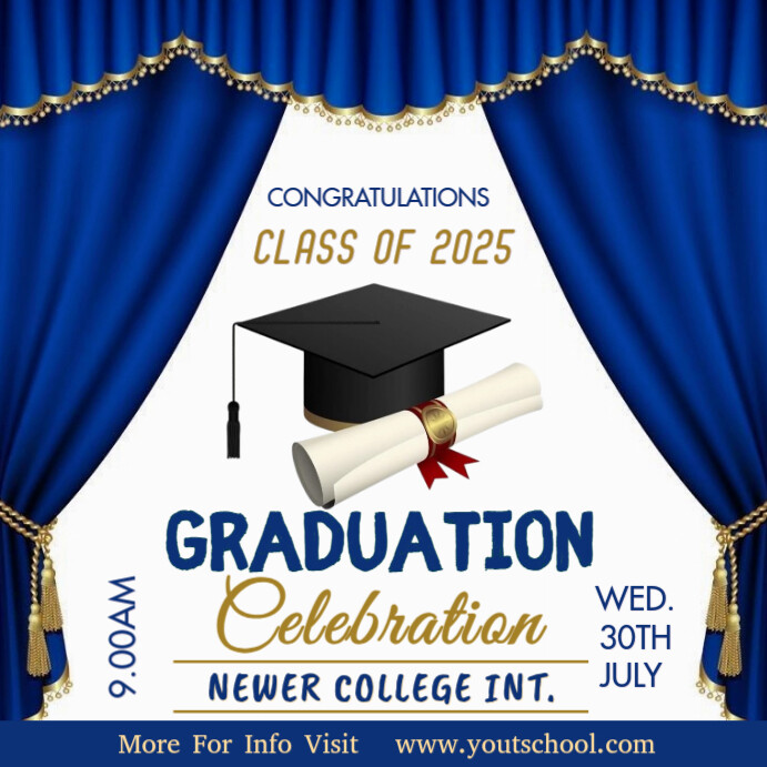 White Maximalist Graduation Flyer Instagram Post Template | PosterMyWall