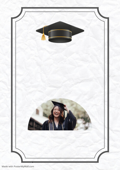 White Maximalist Graduation Invitations And Ceremony Flyer Carfs A4 ...