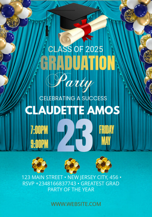 White Maximalist Graduation Party A5 Templat | PosterMyWall