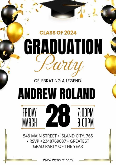Copy of White Maximalist Graduation Party Design Template A5 | PosterMyWall