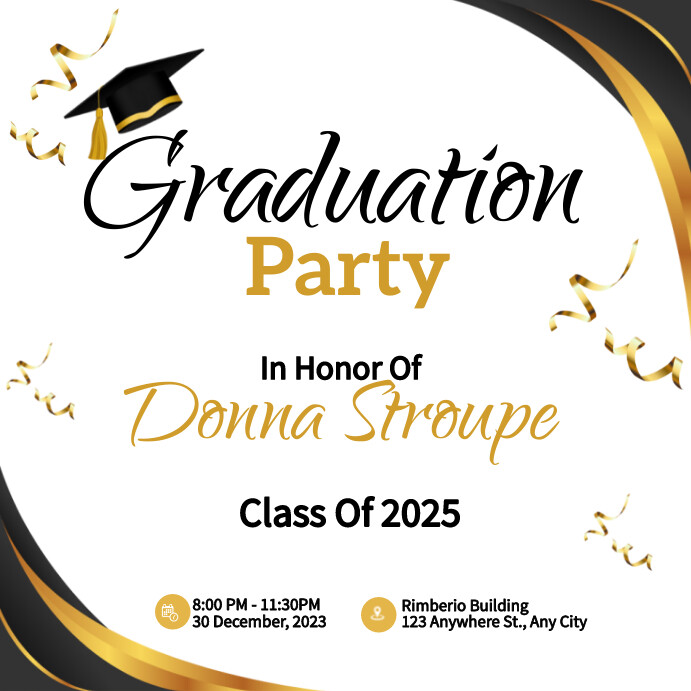 White Maximalist Graduation Party Flyer Templ templaat | PosterMyWall