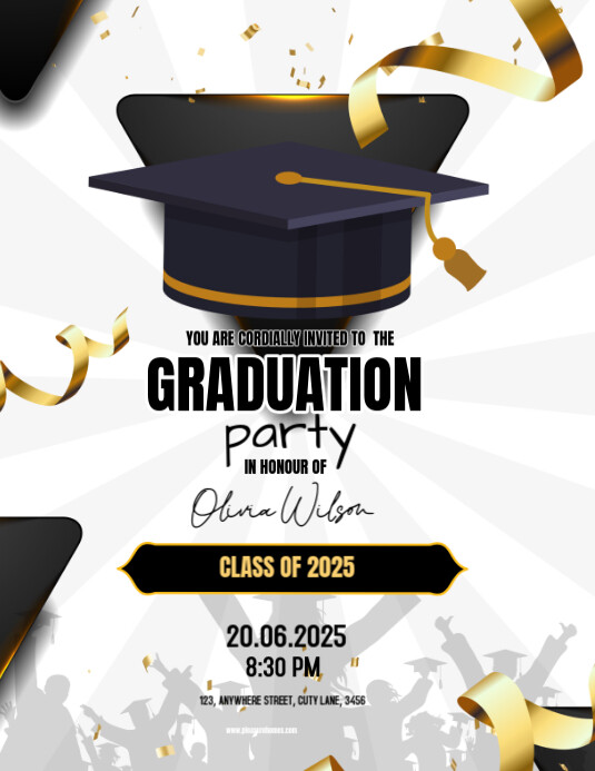 White Maximalist Graduation Party Invitation Announcement Flyer (us ...