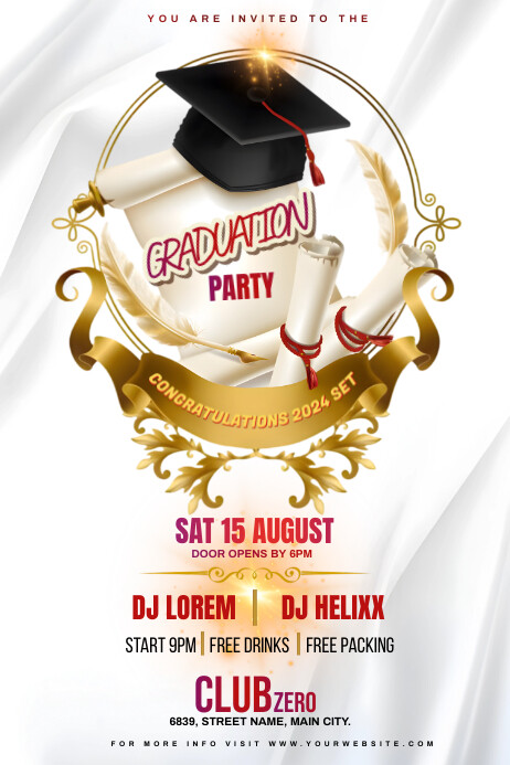 White Maximalist Graduation Party Invitation Template | PosterMyWall