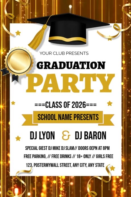 White Maximalist Graduation Party Poster Templat | PosterMyWall