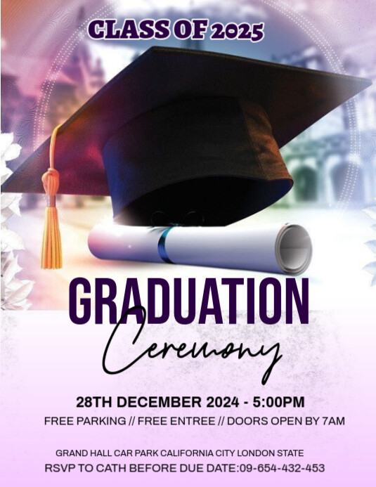 White Maximalist Graduation Program Invitation Template Design Flyer ...