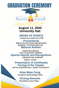 White Maximalist Graduation Program Poster Plakat template