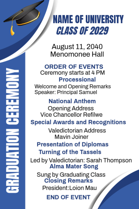 White Maximalist Graduation Program Poster Template | PosterMyWall