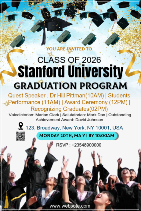 White Maximalist Graduation Program Poster Template | PosterMyWall