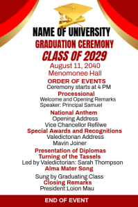 White Maximalist Graduation Program  Poster Plakat template