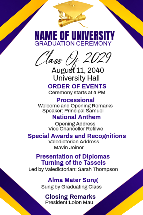 White Maximalist Graduation Program Poster template