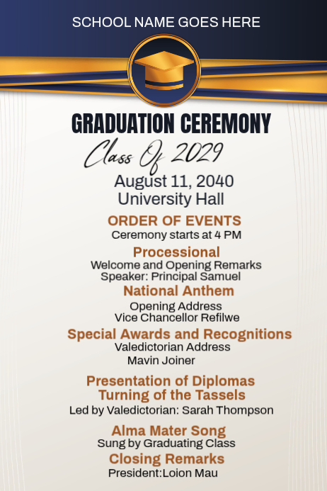 White Maximalist Graduation Program Poster Template | PosterMyWall