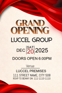 White Maximalist Grand Opening  Poster template