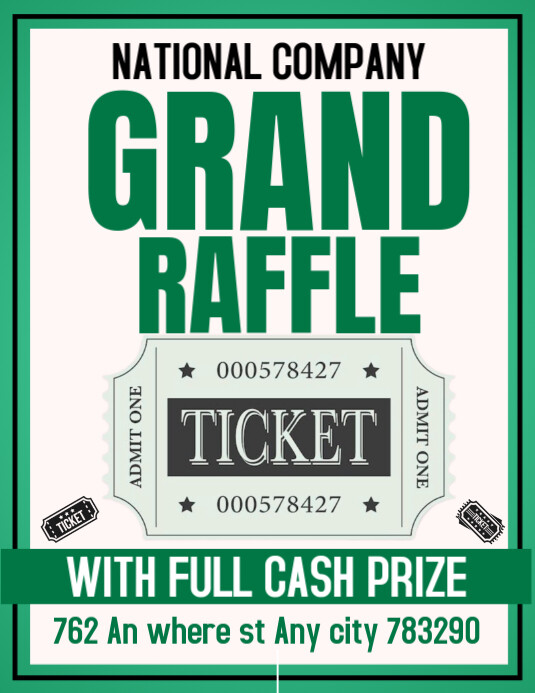 General Raffle Flyer White Maximalist Grand Raffle Ticket Flyer (us Letter) Template ...