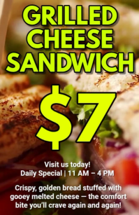 White Maximalist Grilled Cheese Sandwich Tabloid template