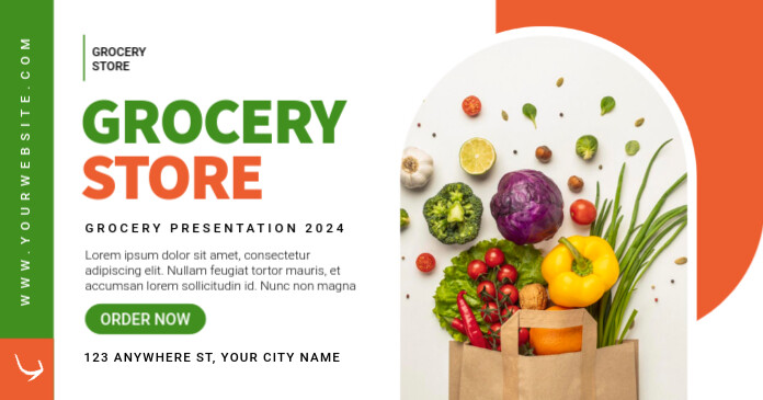 White Maximalist Grocery Store Facebook Shared Image template