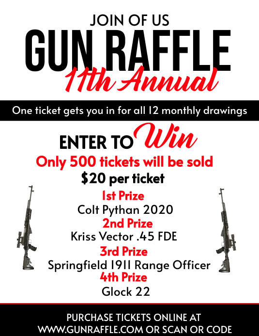Plantilla de White Maximalist Gun Raffle Flyer (us Letter) | PosterMyWall