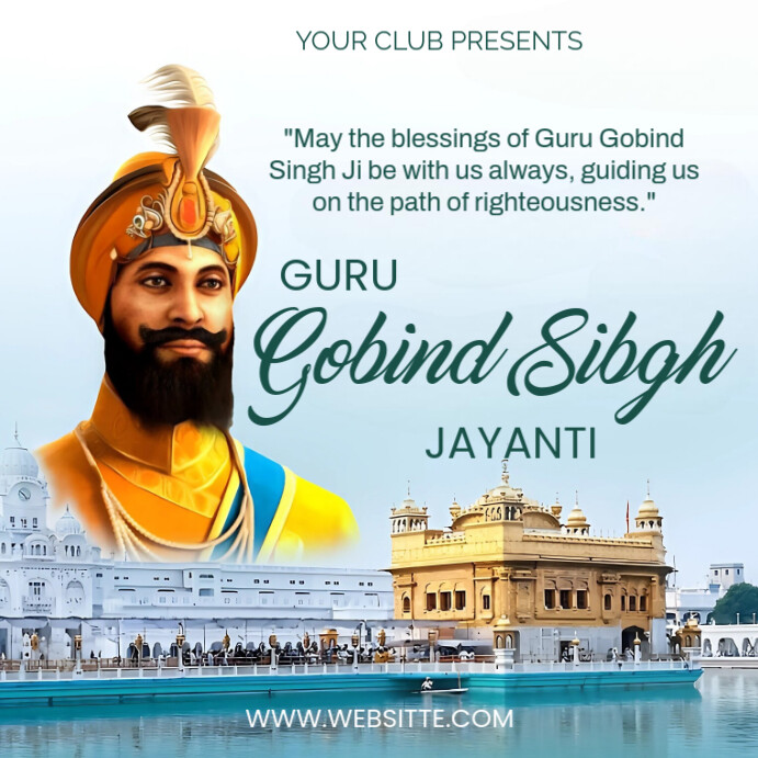 White Maximalist Guru Gobind Singh Jayanti  Instagram Post template