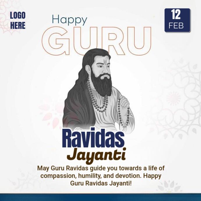 White Maximalist Guru Ravidas Jayanti Instagram Post Templat | PosterMyWall