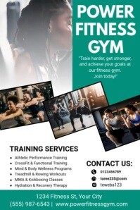 White Maximalist Gym & Fitness Services Flyer  Poster template