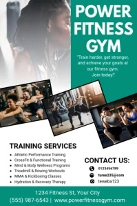 White Maximalist Gym & Fitness Services Flyer  Poster Iphosta template
