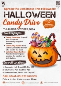 White Maximalist Halloween Candy Drive A6 template