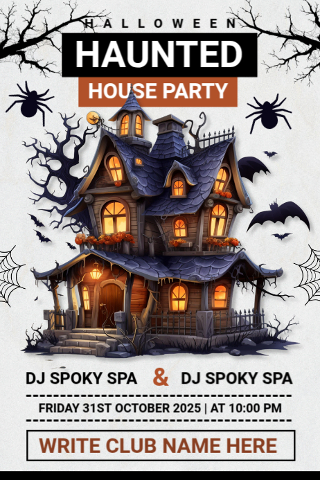 White Halloween Party Posters Template | PosterMyWall