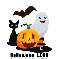 White Maximalist Halloween Logo Ilogo template
