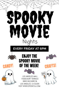 White Maximalist Halloween Movie Night Poster template