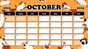 Hvid October Calendar Digitalt display Template