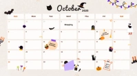 White Maximalist Halloween October Calendar Digital Display (16:9) template