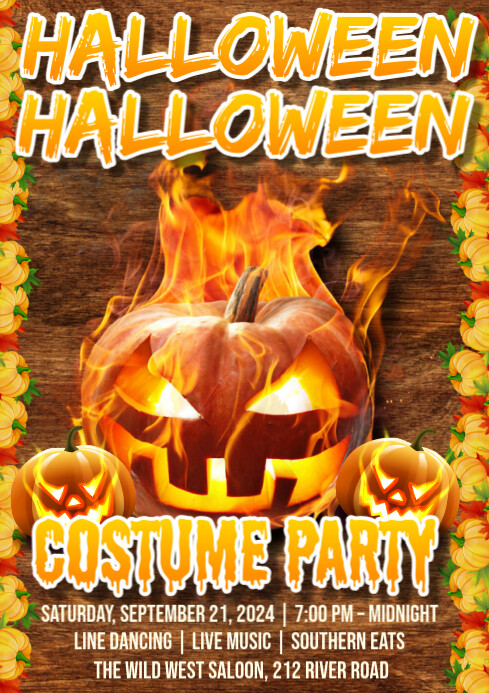 White Maximalist Halloween Party A4 Template | PosterMyWall