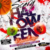 White Maximalist Halloween Scary Night Party Square (1:1) template