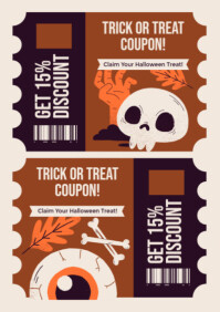สีขาว Halloween Discount Coupon A2 Template