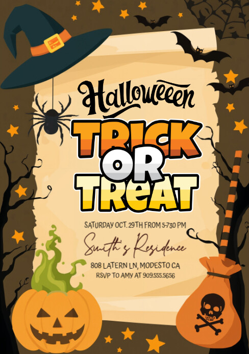 Copy of White Maximalist Halloween Trick Or Treat Design Template A5 ...