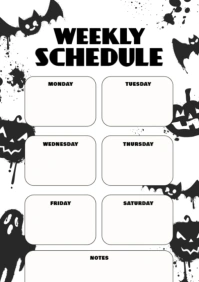 White Maximalist Halloween Weekly Schedule A2 template