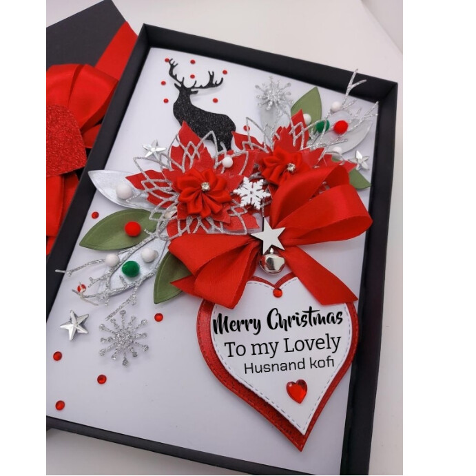 White Maximalist Hand Made Merry Christmas Card Instagram Post Template ...
