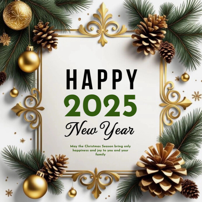 White Maximalist Happy 2025 New Year Instagram Post Template | PosterMyWall