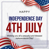 White Maximalist Happy 4th July Independence Day  Instagram Post template