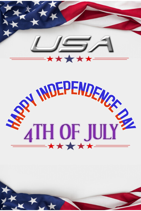 White Maximalist Happy 4th Of July Independence Day  Poster Plakkaat template