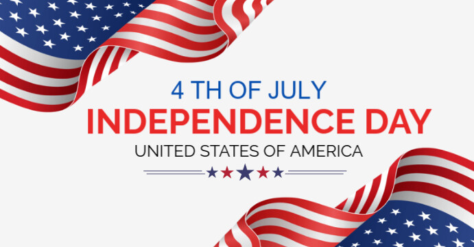 White Maximalist Happy 4th Of July Independence Day Celebration Wishes  Facebook Event Cover template
