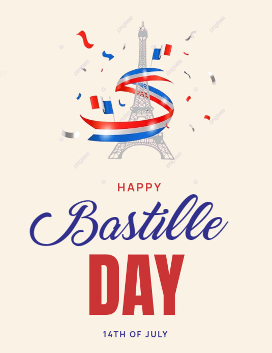 White Maximalist Happy Bastille Day Flyer (us Letter) Pamflet (VSA Brief) template